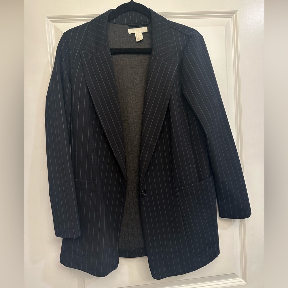 H&M Black Striped Blazer Size 12